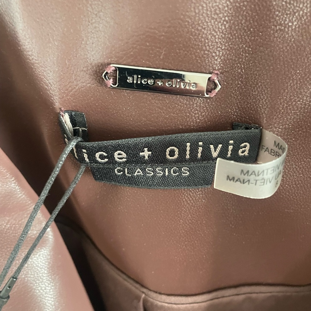 Alice + Olivia Chocolate Brown faux leather blazer - Picture 5 of 5